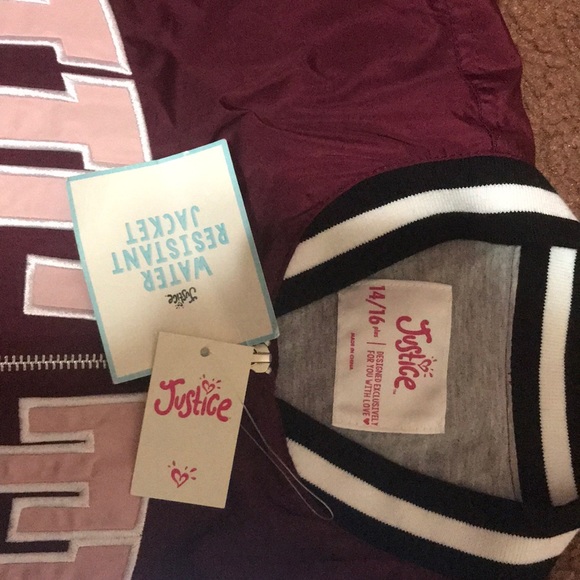 MAROON/BURGUNDY RAIN JACKET FROM JUSTICE BRAND NEW - Picture 2 of 7